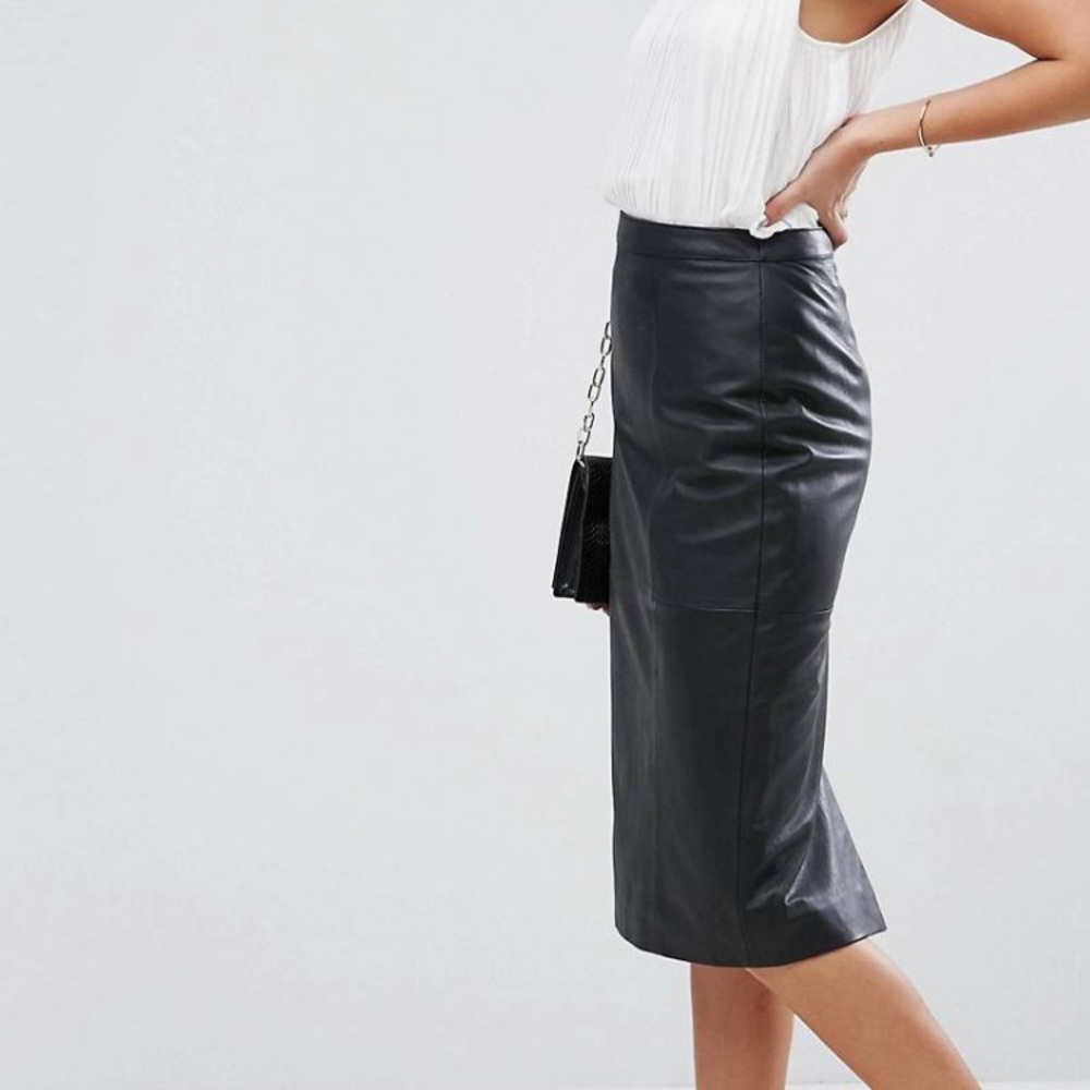 ASOS faux leather midi skirt